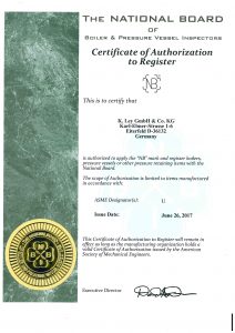 ASME Zertifikat (National Board)